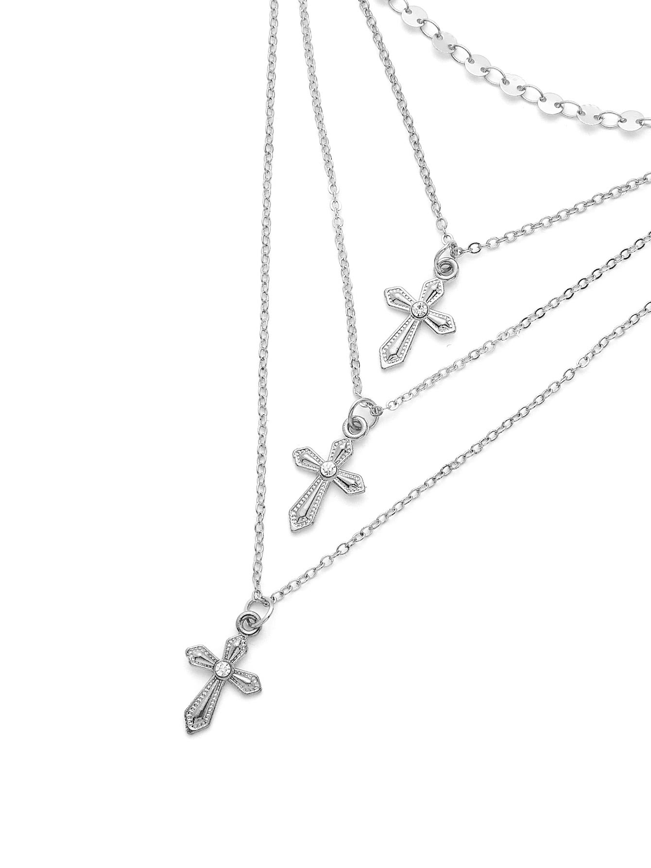 Cross Pendant Layered Chain Necklace SHEIN UK