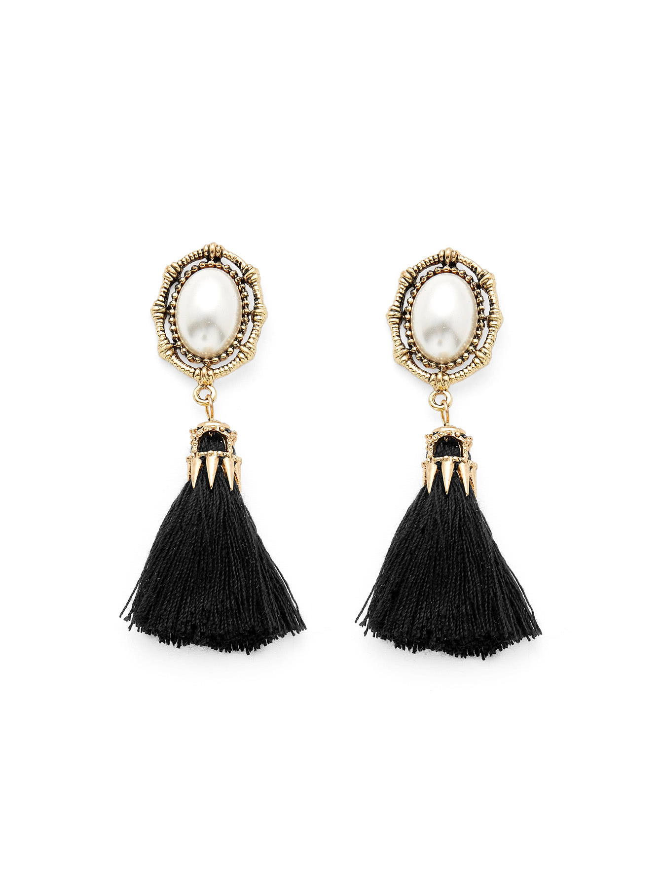 Faux Pearl Top Tassel Drop Earrings 1pair SHEIN USA