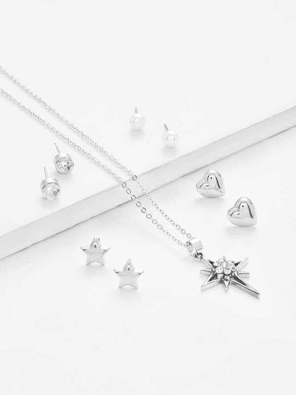 

Модный набор серёг и модное ожерелье с подвеской, null