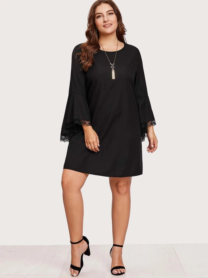 Lo nuevo en Vestido con manga acampanada de encaje!| ROMWE México