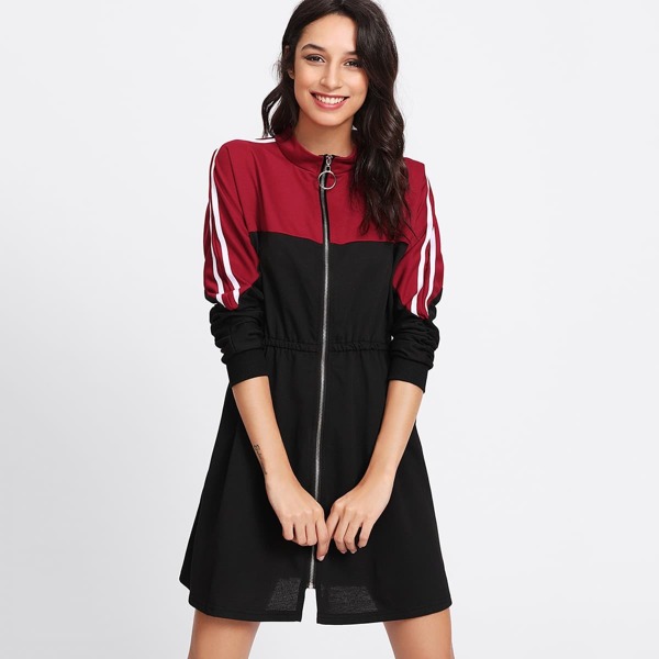 

Stripe Tape Cut & Sew Zip Through Dress