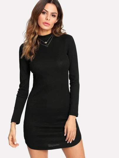 curved hem bodycon dress