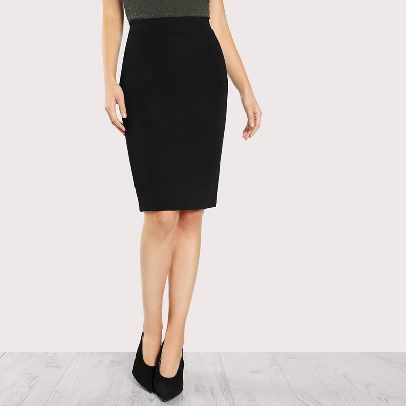 

Solid Pencil Skirt, Black