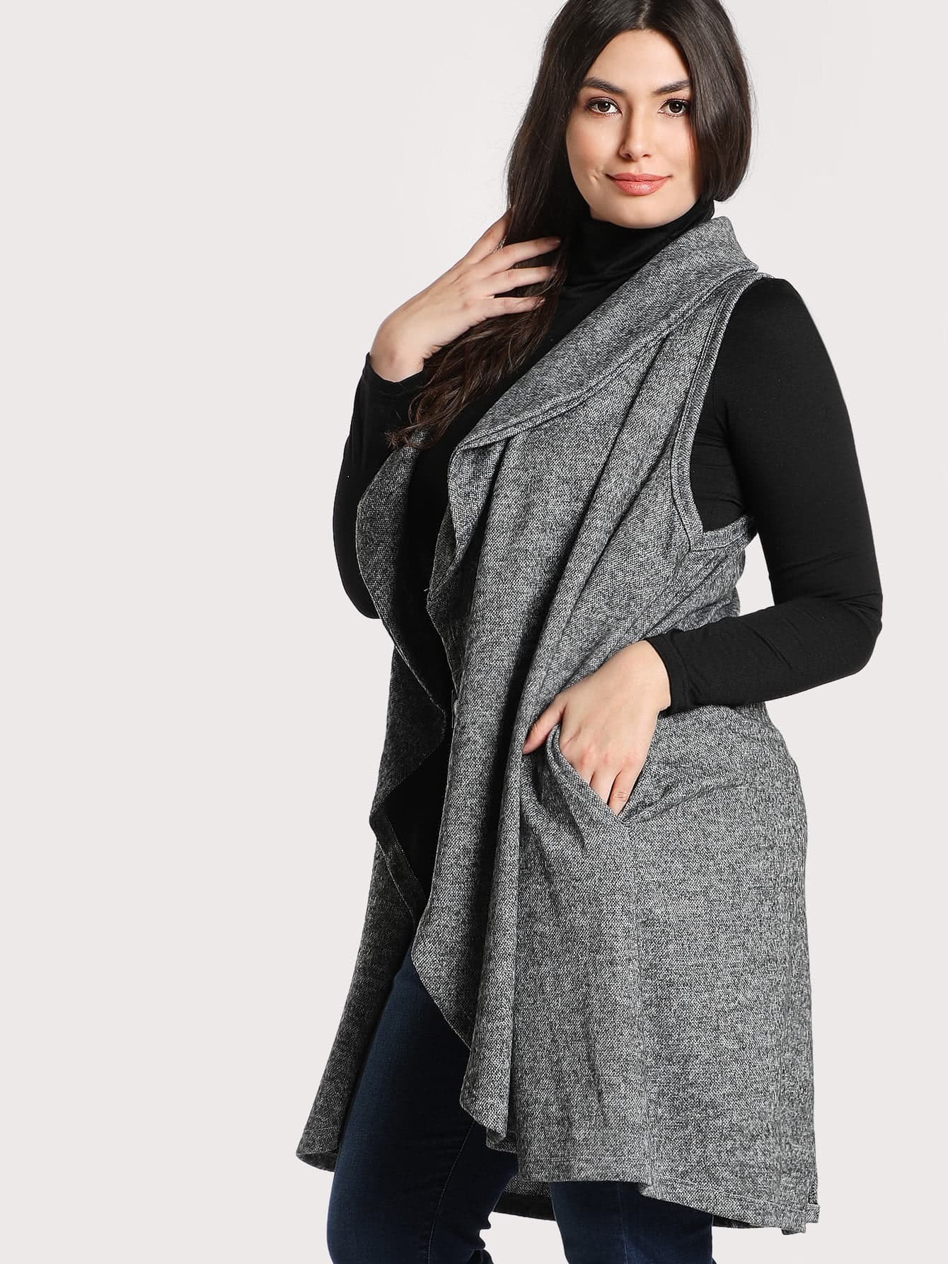 SHEIN Chaleco sin manga estilo cascada de talla grande | Moda de Mujer |  SHEIN México