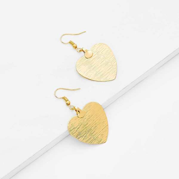 

Heart Design Drop Earrings 1pair, Gold