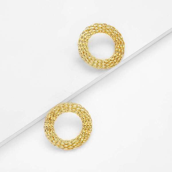 

Metal Round Stud Earrings 1pair, Gold