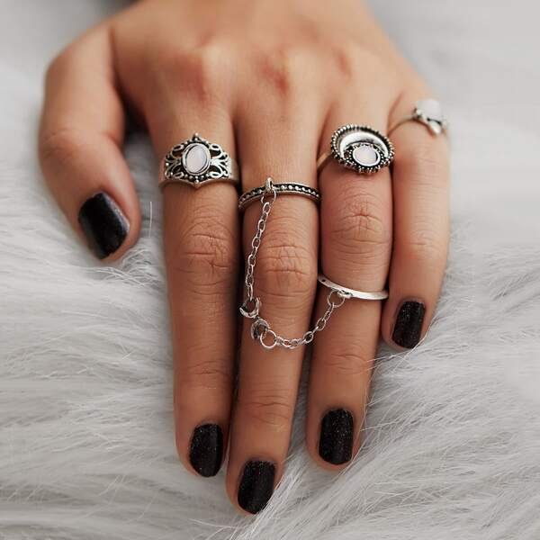 

Moon Design Ring Set 4pcs