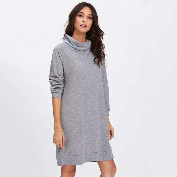 

High Neck Sweatshirt Dress, Grey