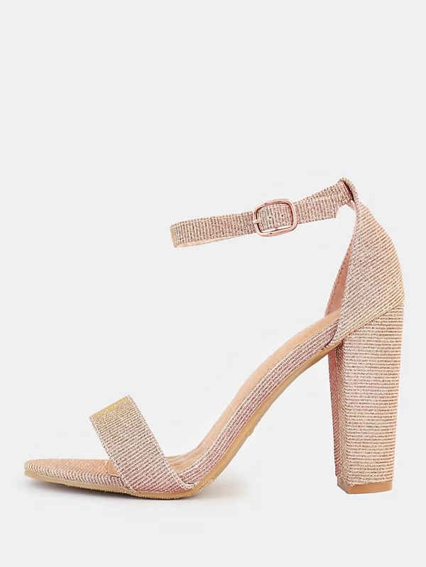 gold one strap heels