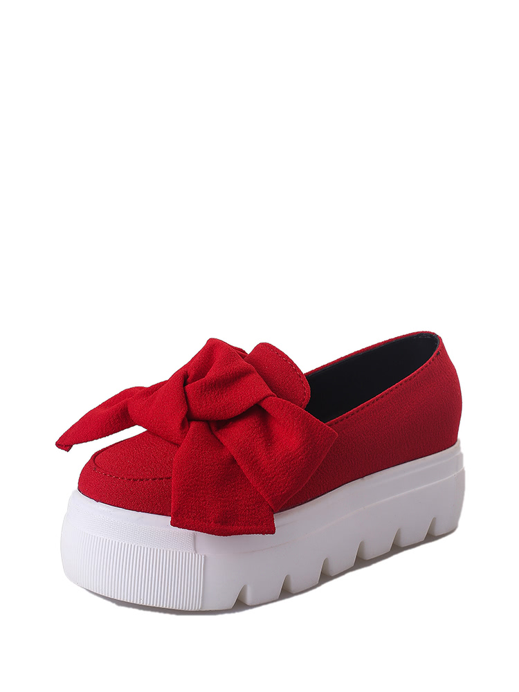 

Bow Tie Flatform Loafers, Red
