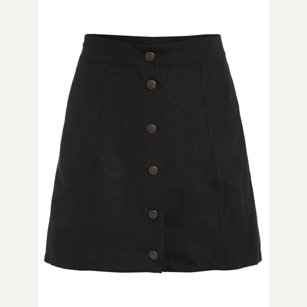 

Single Breasted Front A Line Skirt, Black