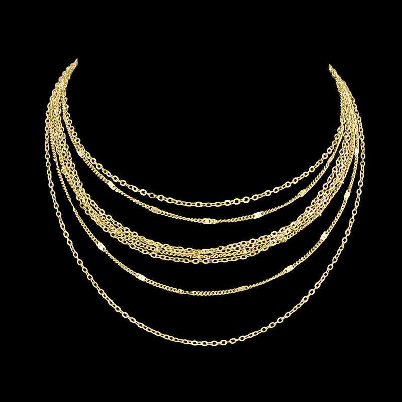 

Gold Multi Layers Chain Necklace For Fashion Women Accessories