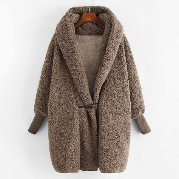 

Hooded Faux Fur Teddy Coat