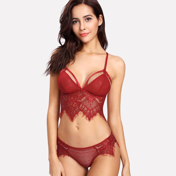 

Lace Longline Harness Lingerie Set