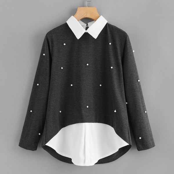 

2 In 1 Faux Pearl Beading Top