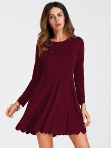 Scallop Hem Swing Dress