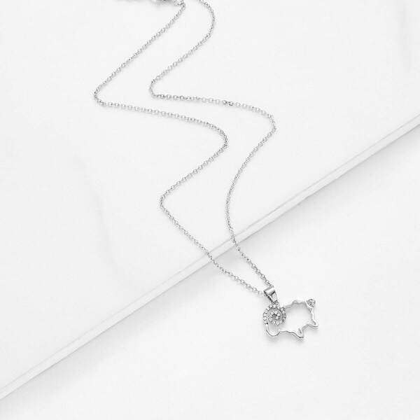 

Rhinestone Detail Sheep Pendant Chain Necklace
