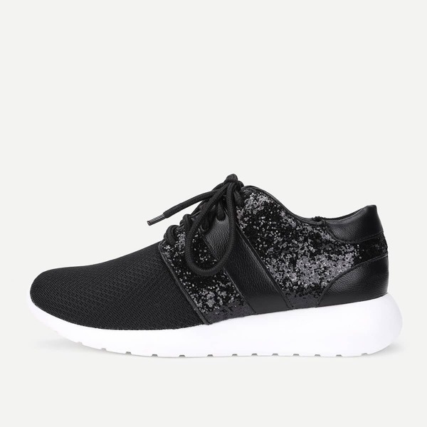 

Contrast Sequin Lace Up Sneakers