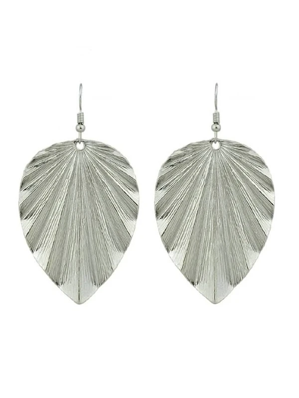 Silver Leaf Charm Drop Earrings
