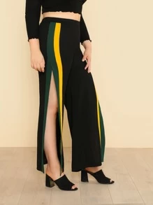 SHEIN Quần Plus Size Chia Sọc màu đen Sexy - màu đen - Xem 2