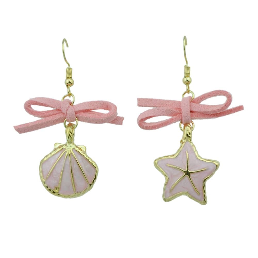 

Shell Starfish Pendant Female Asymmetric Earrings, Pink