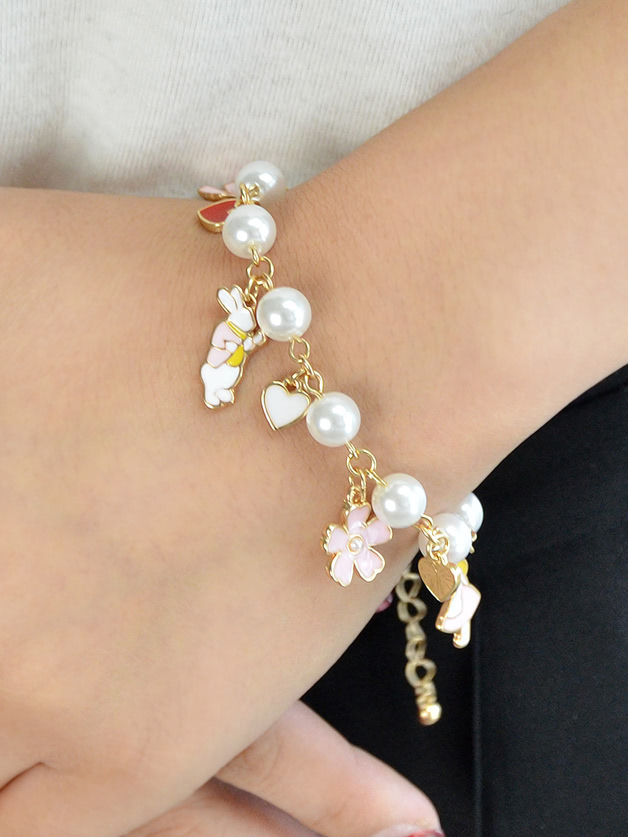

Rabbit Car Flower Mushroom Pattern Bracelet, Multicolor