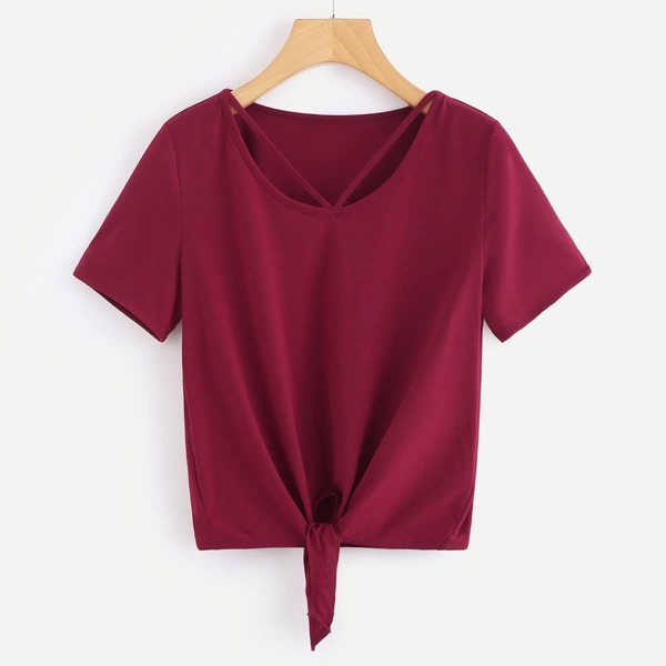 

V Strap Neck Knot T-shirt