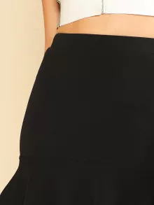 SHEIN Privé Falda con bajo de volantes - Negro - Ver 4