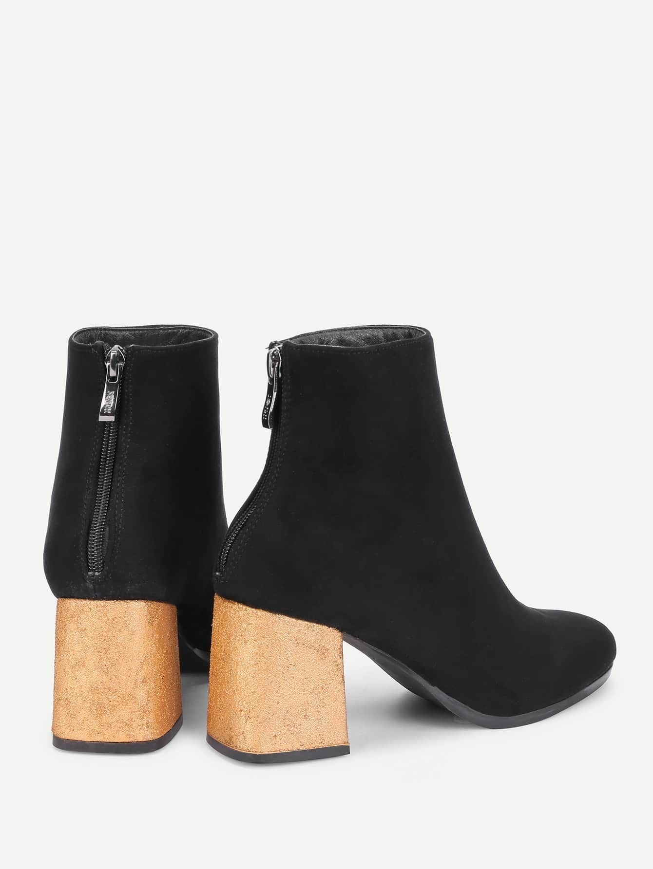 Ankle Boots mit Goldabsatz und Reißverschluss hinten Ankle Boots mit Goldabsatz und Reißverschluss hinten