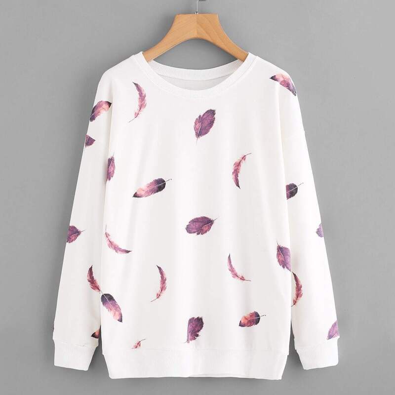 

Feather Print Sweatshirt, White