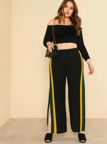 SHEIN Quần Plus Size Chia Sọc màu đen Sexy - màu đen - Xem 5