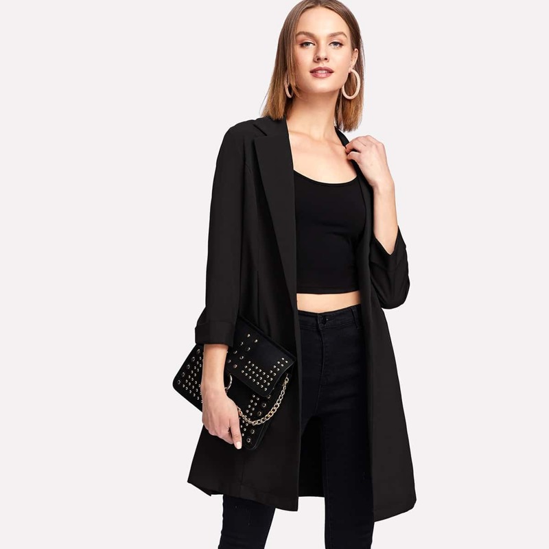 

Split Side Longline Blazer, Black