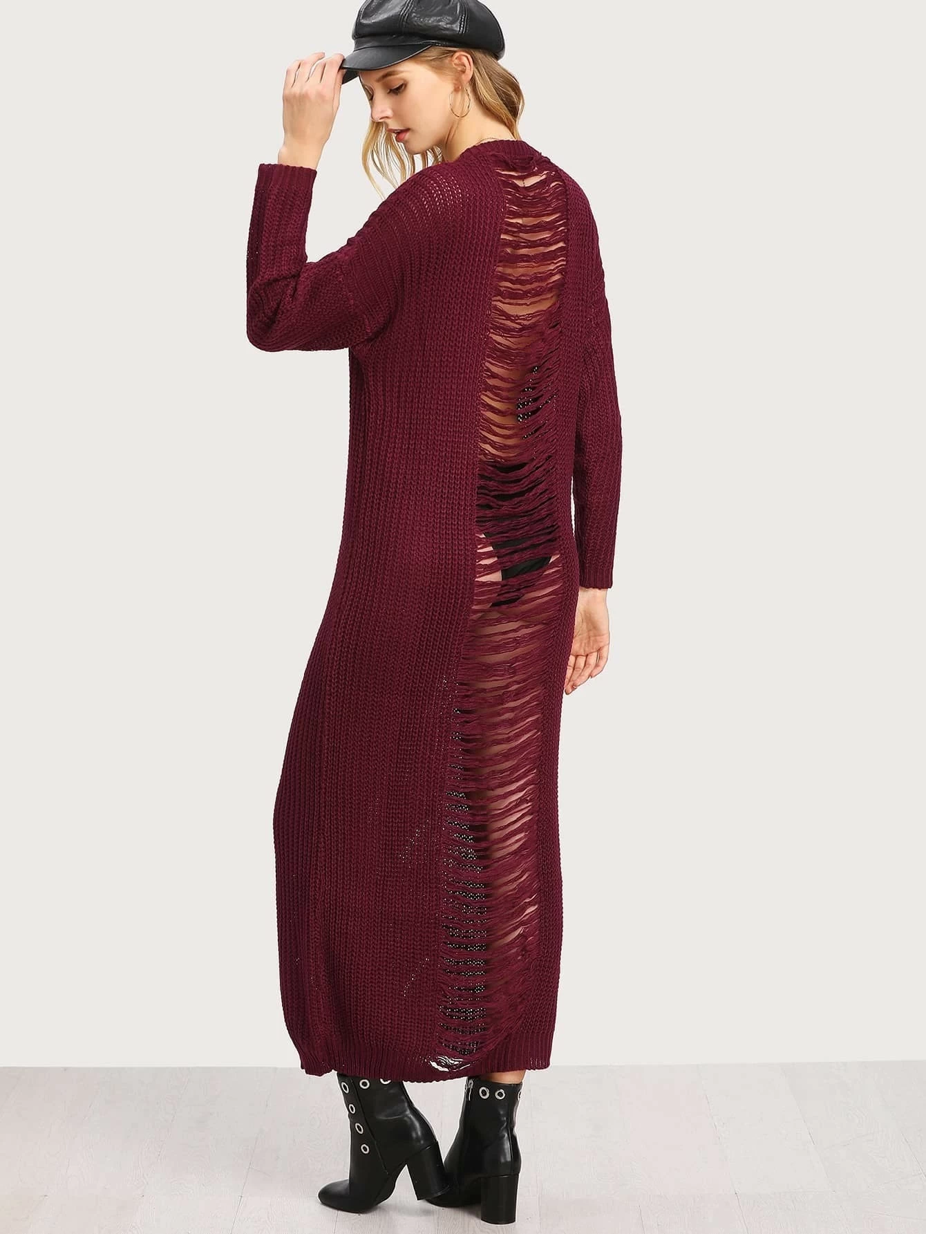 shredded sweater dress