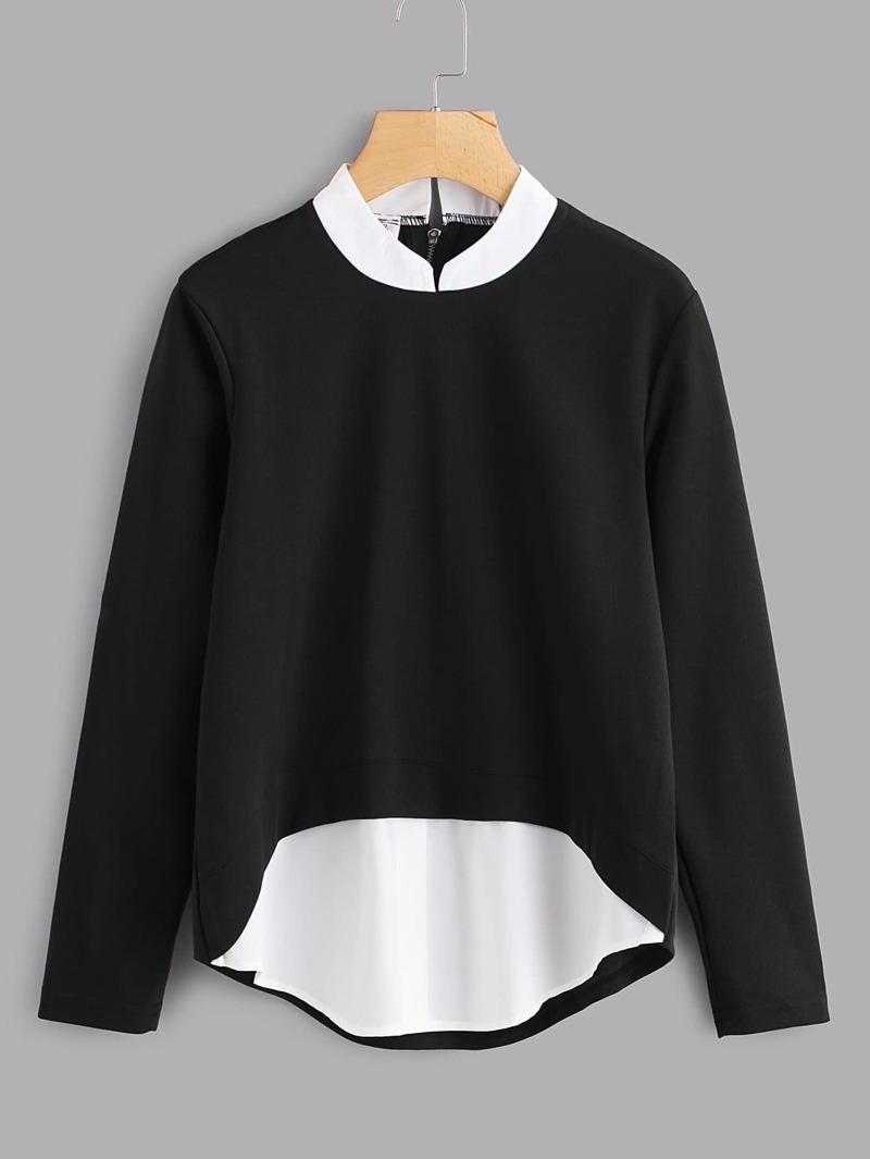 

Contrast 2 In 1 Blouse, Black