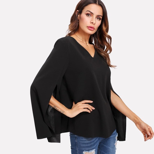 

Slit Sleeve Cape Top
