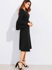 Exaggerate Bell Sleeve Fit & Flare Dress