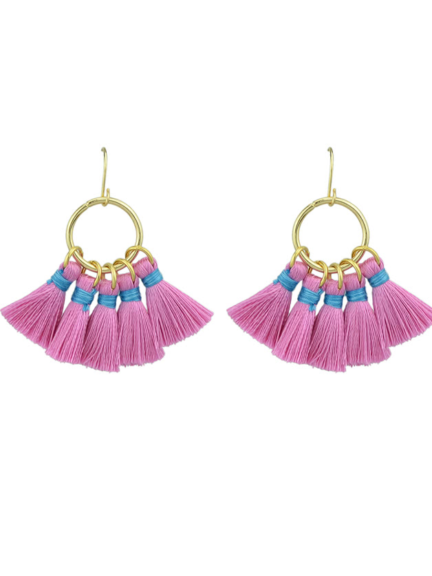 

Purple Boho Style Party Earrings Colorful Tassel Drop Earrings