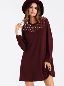 Pearl Detail Hollow Panel Dress