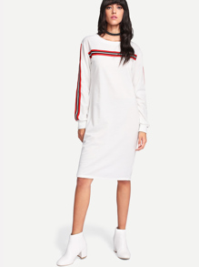 Stripe Tape Detail Sweatshirt Dress
