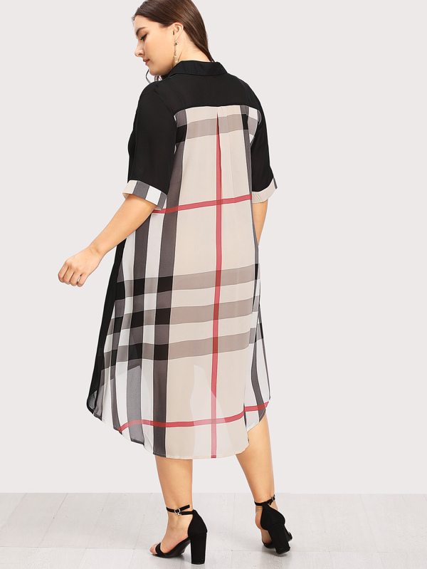 Devant Avec Taille Bouton Robe Chemisier Grande Transparente 6ybf7gYv