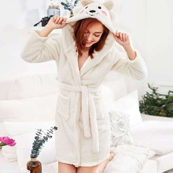

Bear Hooded Robe With Belt