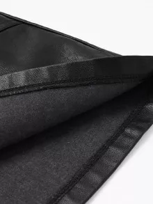 Zip Front PU Skirt - Black - View 6