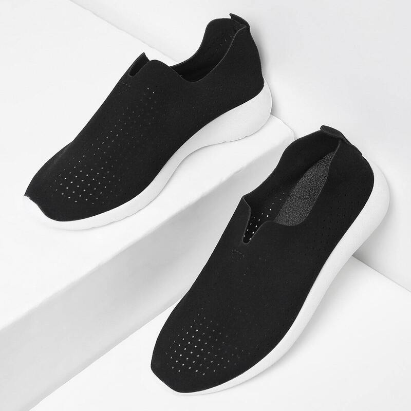 

Suede Low Top Slip On Sneakers, Black