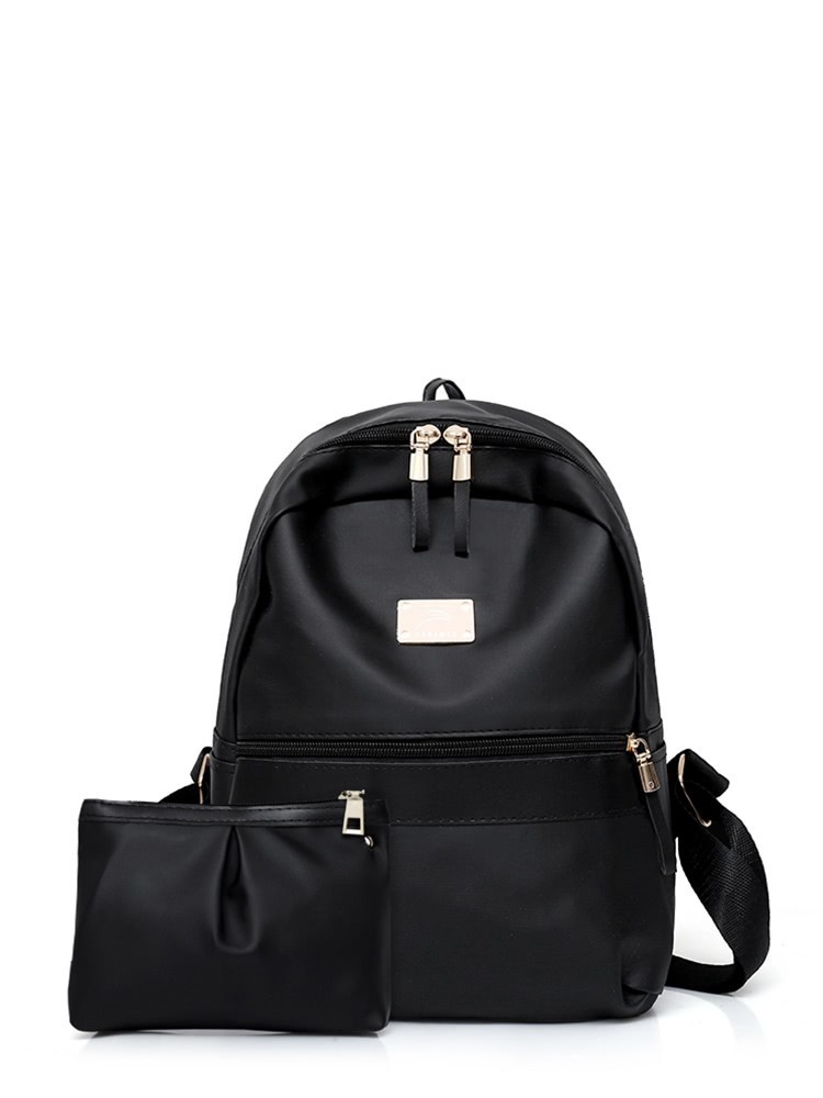 

Metail Detail Backpack With Clutch, Black