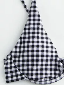 Gingham High Cut Bikini Set Summer Beach - Black and White - View 5