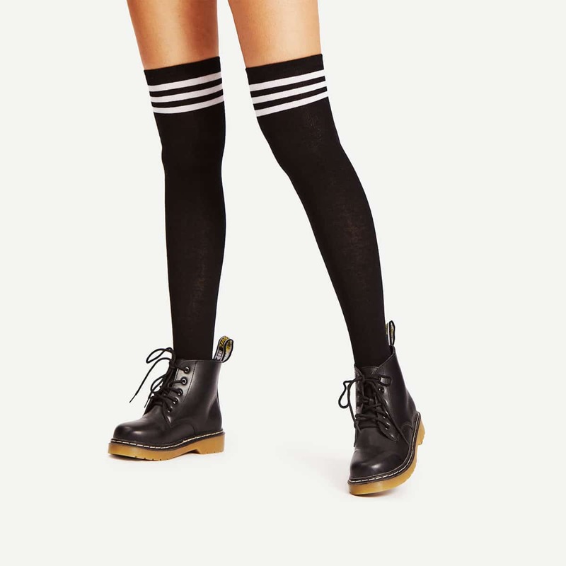 

Black Varsity Stripe Over The Knee Socks