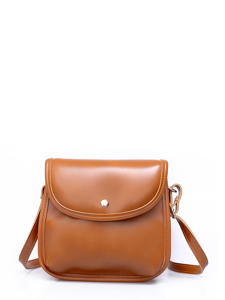 

Flap PU Crossbody Bag, Brown