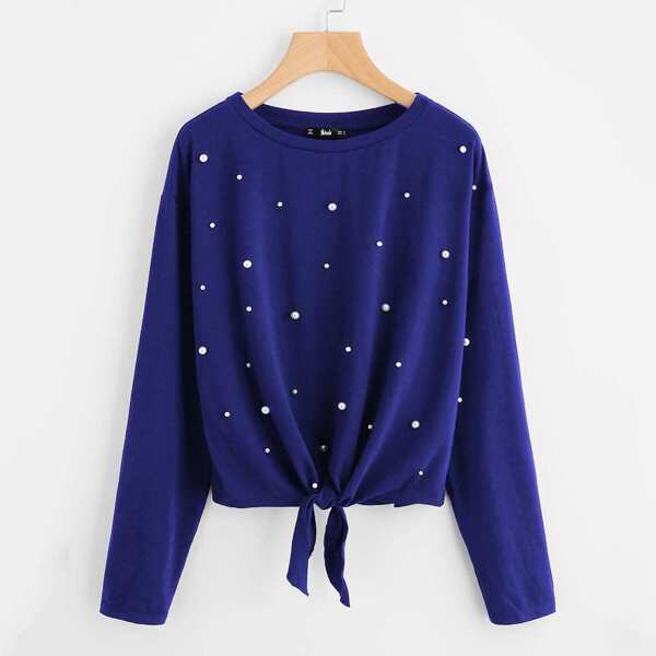 

Pearl Beaded Knot Front Tee