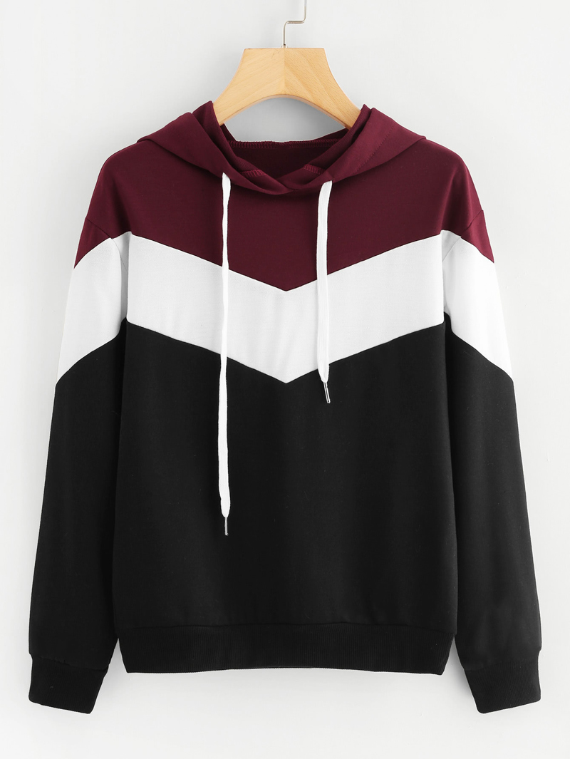 

Cut And Sew Drawstring Hoodie, Multicolor