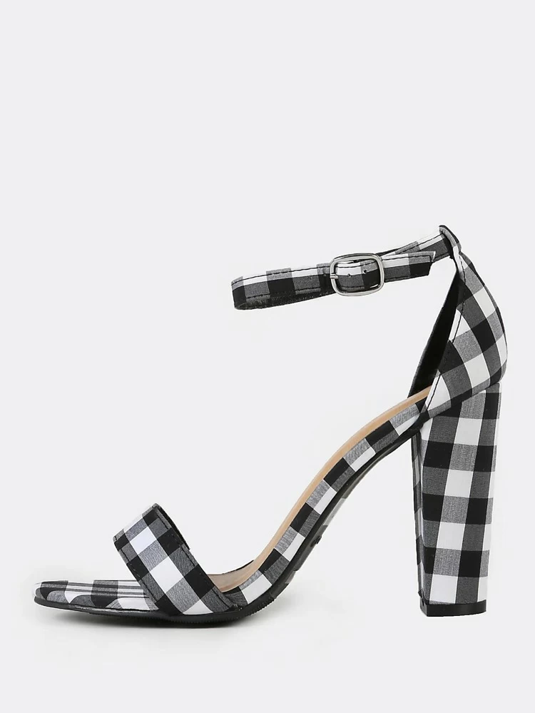 black and white chunky heels